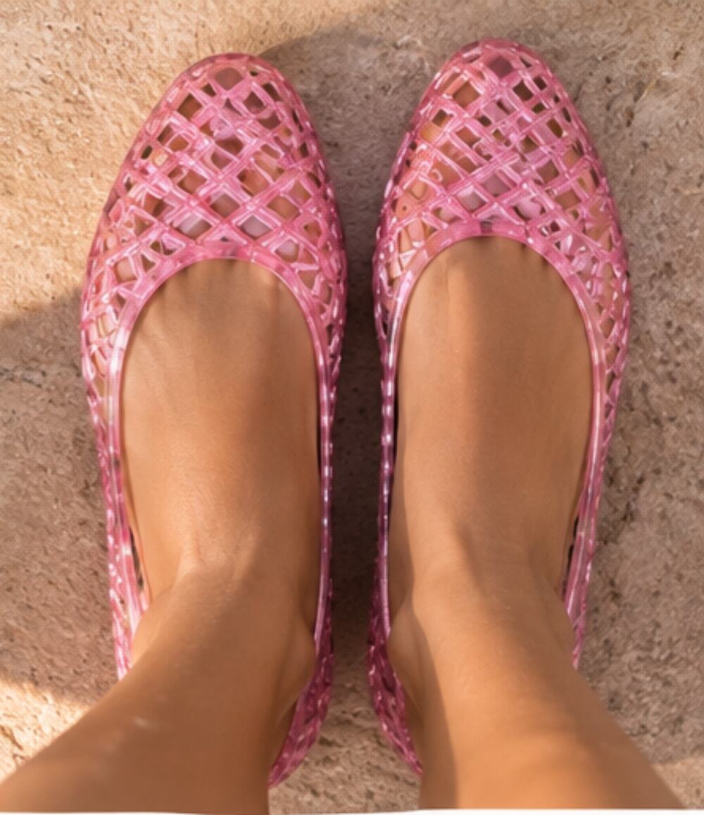Dd. NWOT JOYWARD PINK LATICE JELLY BALLET FLATS ♡SIZE S/6-7♡